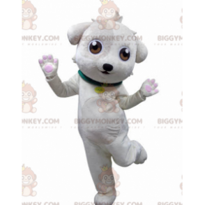 Costume de mascotte BIGGYMONKEY™ de chien blanc doux et mignon