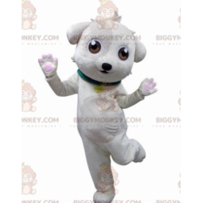 Traje de mascote macio e fofo de cachorro branco BIGGYMONKEY™ –