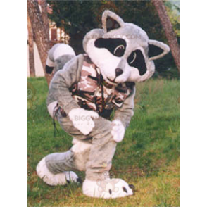 Costume da mascotte tricolore Raccoon BIGGYMONKEY™ -