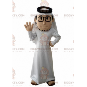 Bebaarde Sultan BIGGYMONKEY™ mascottekostuum met witte outfit