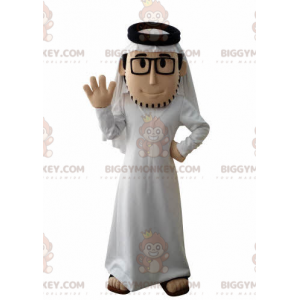 Skäggig sultan BIGGYMONKEY™ maskotdräkt med vit outfit och