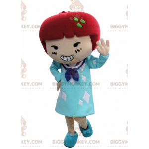 BIGGYMONKEY™ Costume da mascotte Ragazza in vestito con capelli