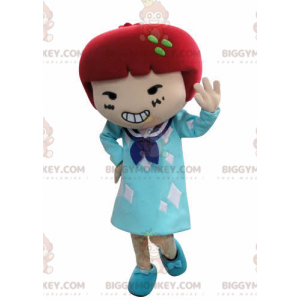 BIGGYMONKEY™ Maskotdräkt Flicka i klänning med rött hår -