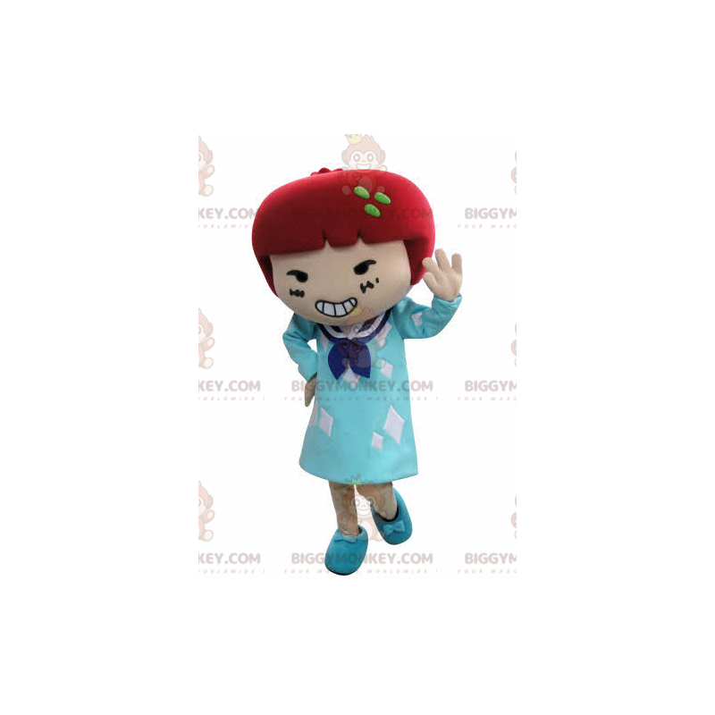 BIGGYMONKEY™ Disfraz de mascota Chica con vestido y pelo rojo -