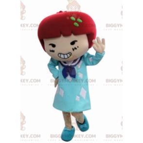 BIGGYMONKEY™ Costume da mascotte Ragazza in vestito con capelli