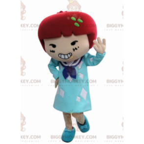 BIGGYMONKEY™ maskotkostume pige i kjole med rødt hår -