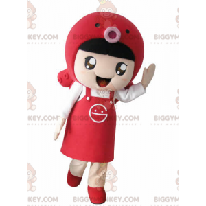 Girl BIGGYMONKEY™ Mascot Costume with Apron and Fish -