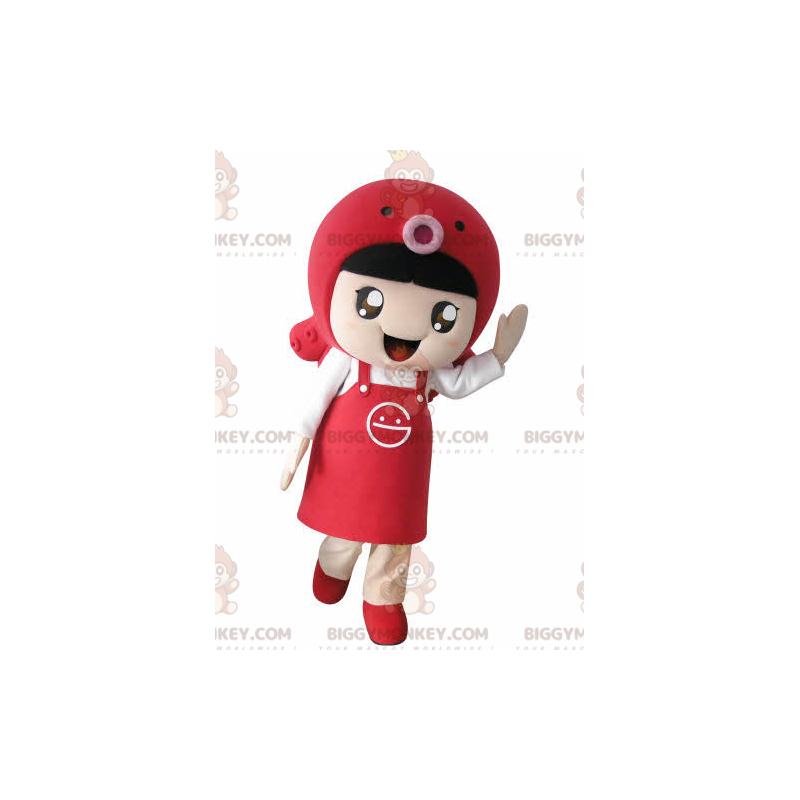 Girl BIGGYMONKEY™ Mascot Costume with Apron and Fish –