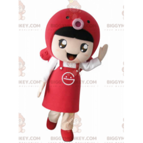 Girl BIGGYMONKEY™ Mascot Costume with Apron and Fish –