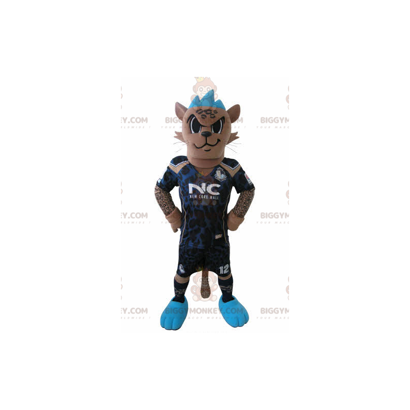 BIGGYMONKEY™ Mascottekostuum van tijger in voetballeroutfit met