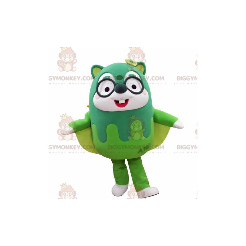 BIGGYMONKEY™ Green Flying Squirrel Mascot Costume With Glasses