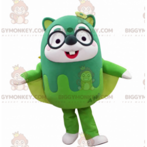 BIGGYMONKEY™ Green Flying Squirrel Mascot Costume With Glasses