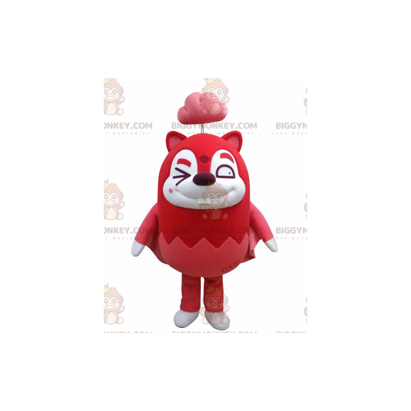 BIGGYMONKEY™ maskotkostume Rødt og hvidt flyvende egern med sky