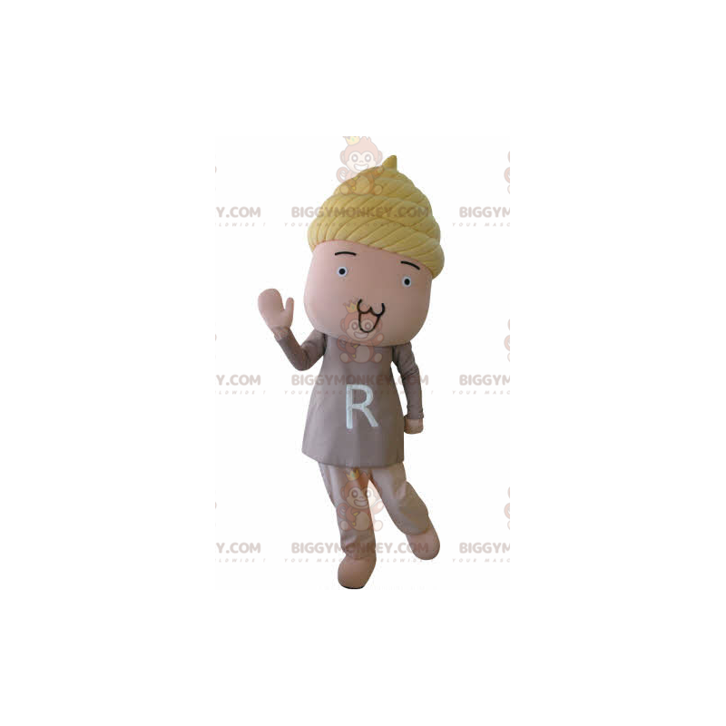 BIGGYMONKEY™ mascotte kostuum pop sneeuwpop met blond haar -