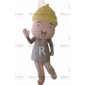 BIGGYMONKEY™ Mascot Costume Doll Snowman with Blonde Hair –