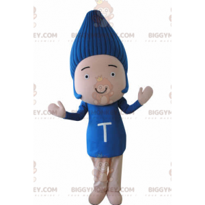 BIGGYMONKEY™ Costume da mascotte capelli blu uomo divertente -