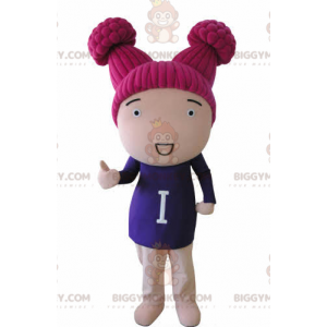 BIGGYMONKEY™-mascottekostuum voor meisjespop met roze haar -
