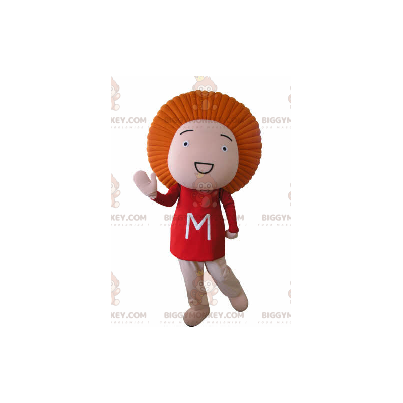 BIGGYMONKEY™ Funny Man oranje haar mascotte kostuum -