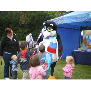 Costume da mascotte pinguino pinguino bianco e nero