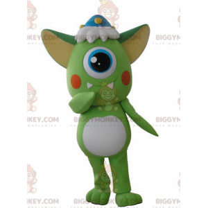 Costume mascotte BIGGYMONKEY™ alieno Ciclope verde e bianco -