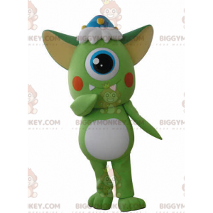 Grün-weißes Zyklopen-Alien-BIGGYMONKEY™-Maskottchen-Kostüm -