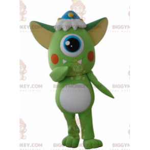 Disfraz de mascota alienígena cíclope verde y blanco