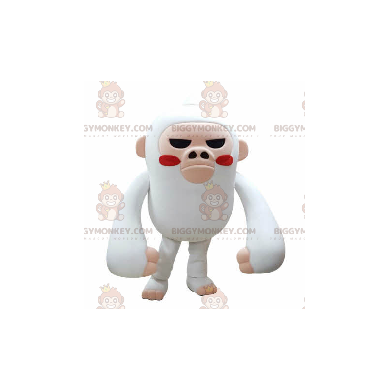 Costume de mascotte BIGGYMONKEY™ de singe blanc et rose à l'air