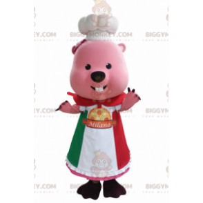 BIGGYMONKEY™ Pink Groundhog Beaver Mascot Costume with Hat and