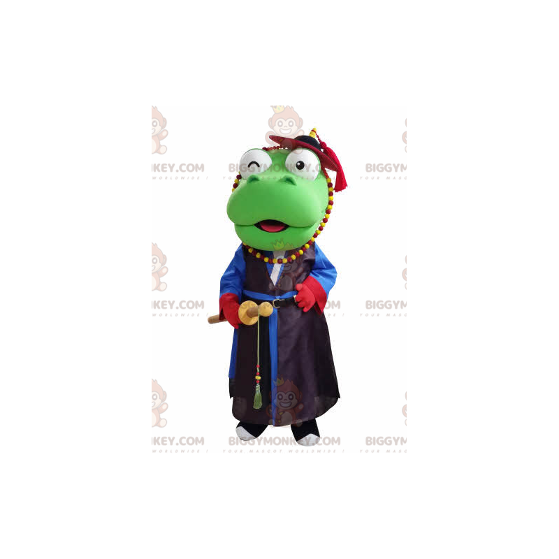 Traje de mascote BIGGYMONKEY™ Dragão Verde em traje de samurai