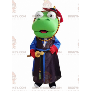 BIGGYMONKEY™ Maskotkostume Grøn Drage i Samurai-outfit -