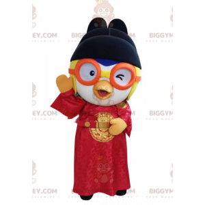 Bird BIGGYMONKEY™ Mascot Costume Asian Outfit With Glasses –