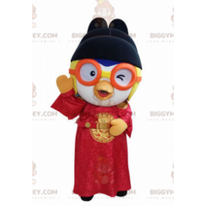 Bird BIGGYMONKEY™ Mascot Costume Asian Outfit With Glasses –