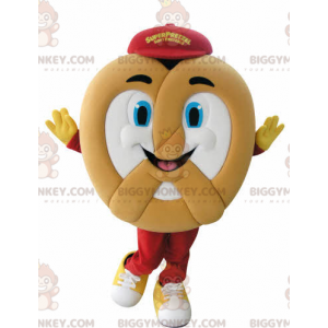 Disfraz de mascota Pretzel gigante muy sonriente BIGGYMONKEY™ -