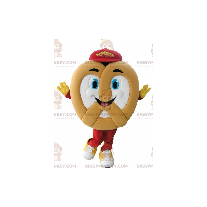 Costume da mascotte BIGGYMONKEY™ con pretzel gigante molto