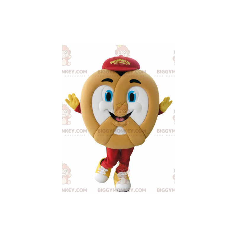 Costume de mascotte BIGGYMONKEY™ de Bretzel géant très souriant