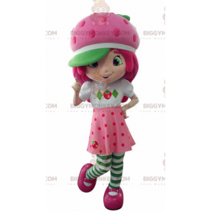 Kostým slavné dívky s růžovým maskotem BIGGYMONKEY™ Strawberry