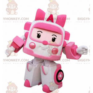 BIGGYMONKEY™ maskotkostume hvid og lyserød Transformers