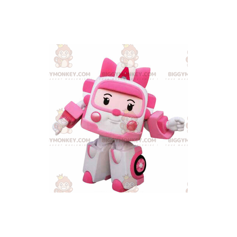 BIGGYMONKEY™ Costume da mascotte Transformers bianco e rosa