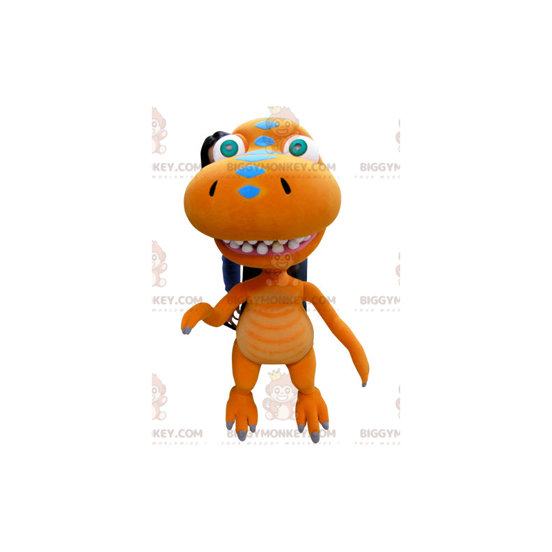Gigantische oranje dinosaurusdraak BIGGYMONKEY™ mascottekostuum
