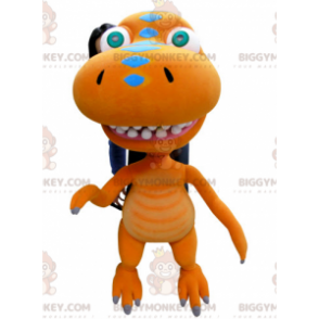 Costume da mascotte drago gigante arancione dinosauro