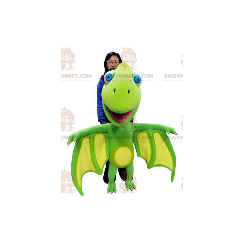 BIGGYMONKEY™ Mascot Costume Green and Yellow Dragon with Big