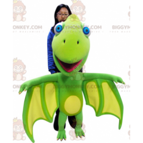 BIGGYMONKEY™ Mascot Costume Green and Yellow Dragon with Big