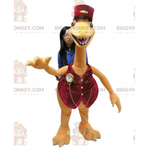 Costume da mascotte gigante arancione e rosso dinosauro