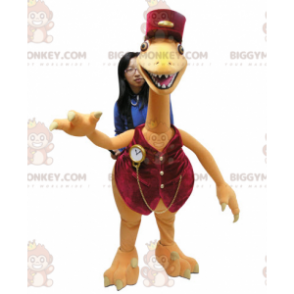 Costume de mascotte BIGGYMONKEY™ de dinosaure orange et rouge