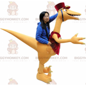 Kæmpe orange og rød dinosaur BIGGYMONKEY™ maskotkostume -