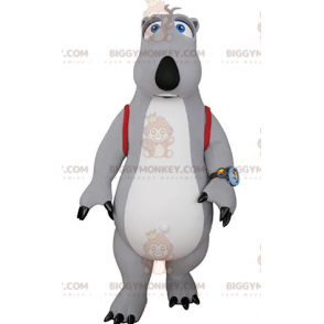 BIGGYMONKEY™ Costume da mascotte orso grigio e bianco con