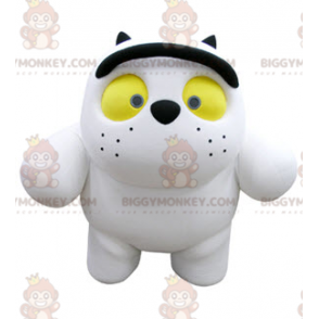 Costume de mascotte BIGGYMONKEY™ de chat blanc et noir dodu et