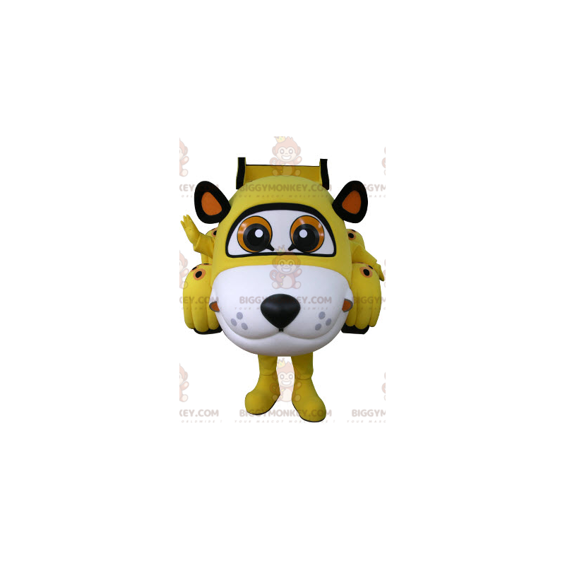 Costume mascotte BIGGYMONKEY™ auto tigre bianca e nera gialla -