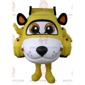 Costume mascotte BIGGYMONKEY™ auto tigre bianca e nera gialla -