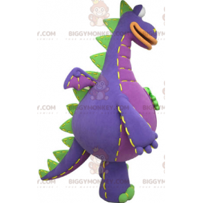 Costume da mascotte gigante viola verde e arancione drago